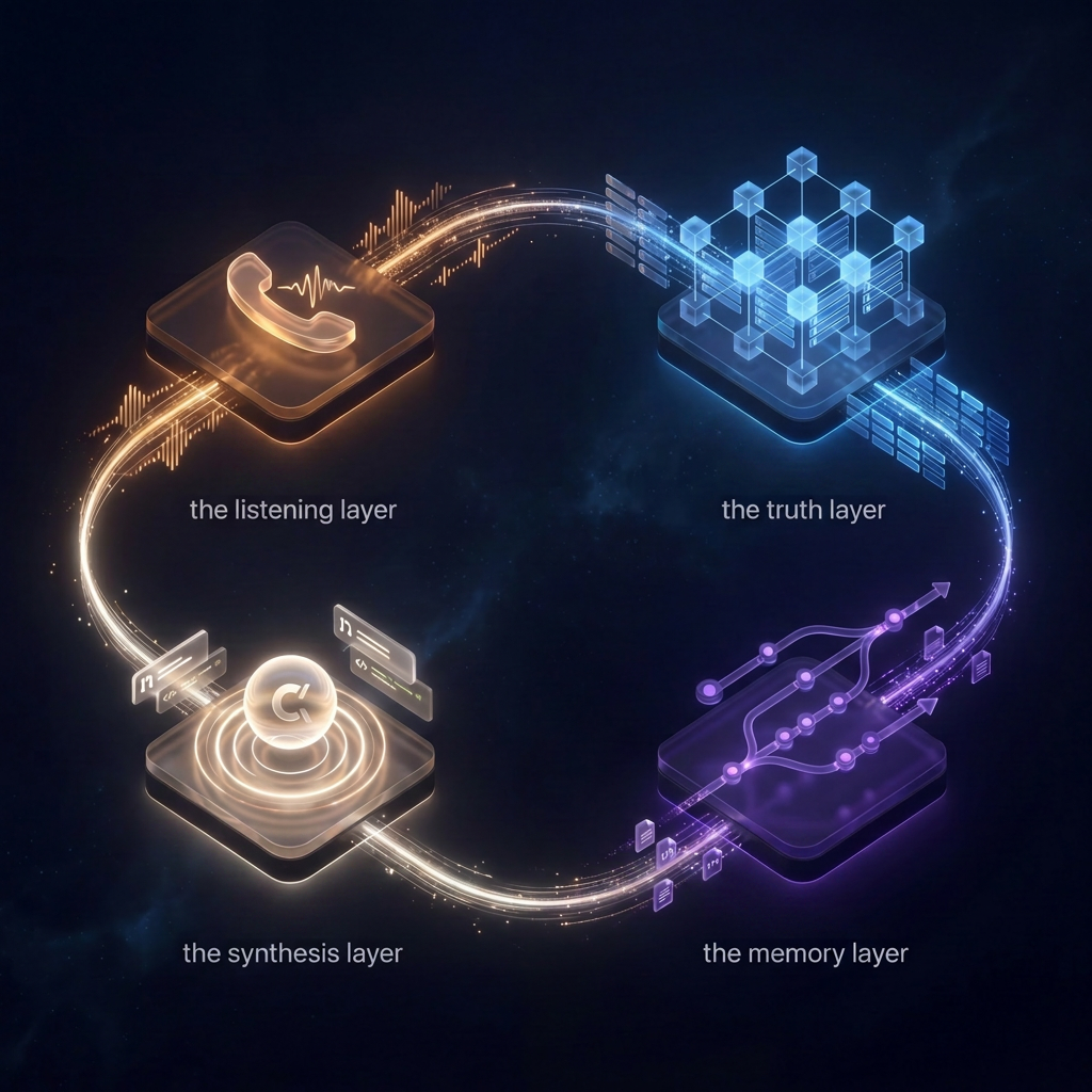 Self-improving sales loop: listening layer, CRM truth, memory, and synthesis